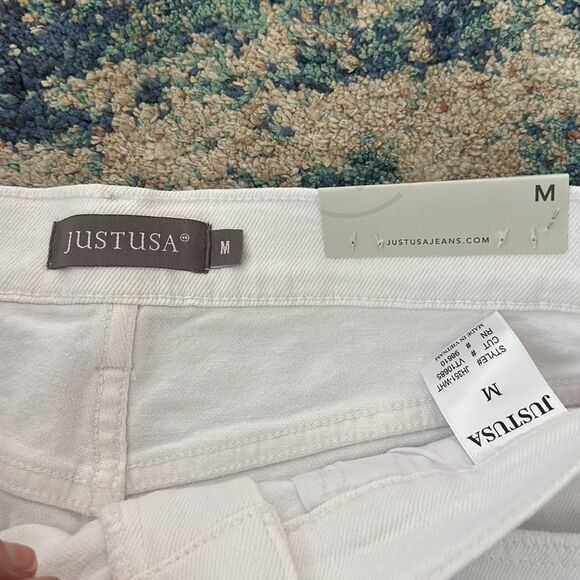 NWT Just USA White Mini Slit Raw Hem Jean Shorts - Picture 4 of 5